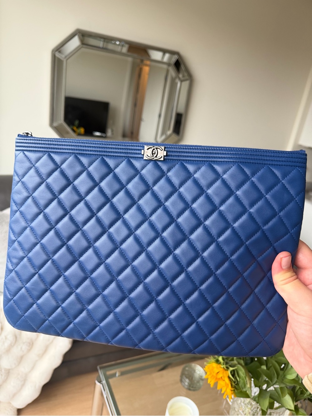 Chanel BoyQuilted Leather Large O Case